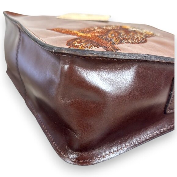 Patricia Nash Nazaire Owl Embroidery Colorblock Crossbody Bag with Dust Bag New - Picture 9 of 15